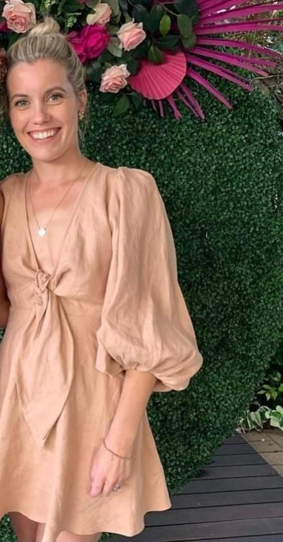 Shona Joy Ace Puff Sleeve Mini Dress Blush Size 6 for rent on The Volte - main image