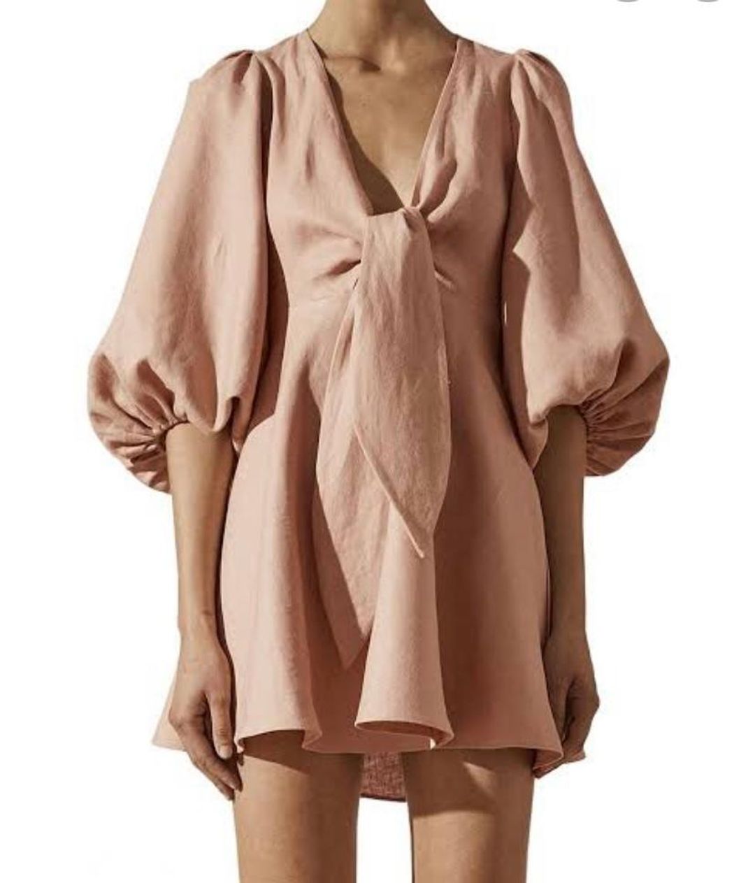 Shona Joy Ace Puff Sleeve Mini Dress Blush Size 6 for rent on The Volte - main image