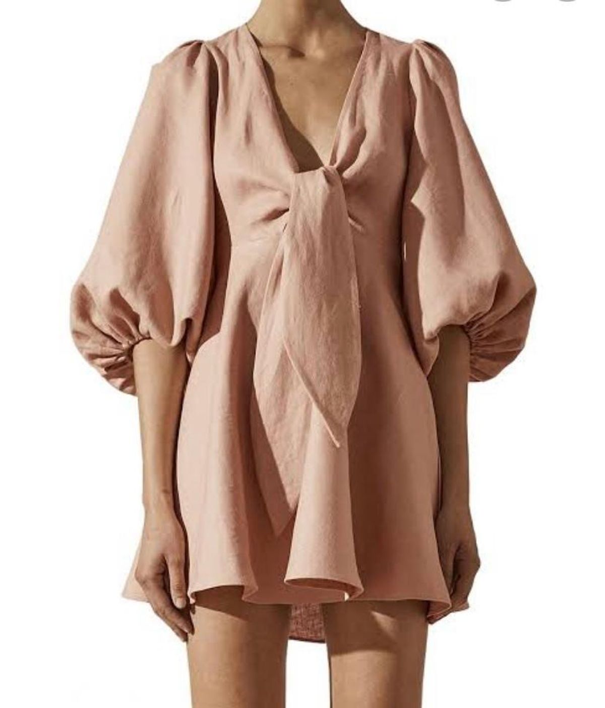 Shona Joy Ace Puff Sleeve Mini Dress Blush Size 6 for rent on The Volte - main image