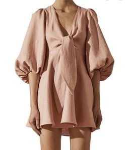 Shona Joy Ace Puff Sleeve Mini Dress Blush Size 6 for rent on The Volte - image 1