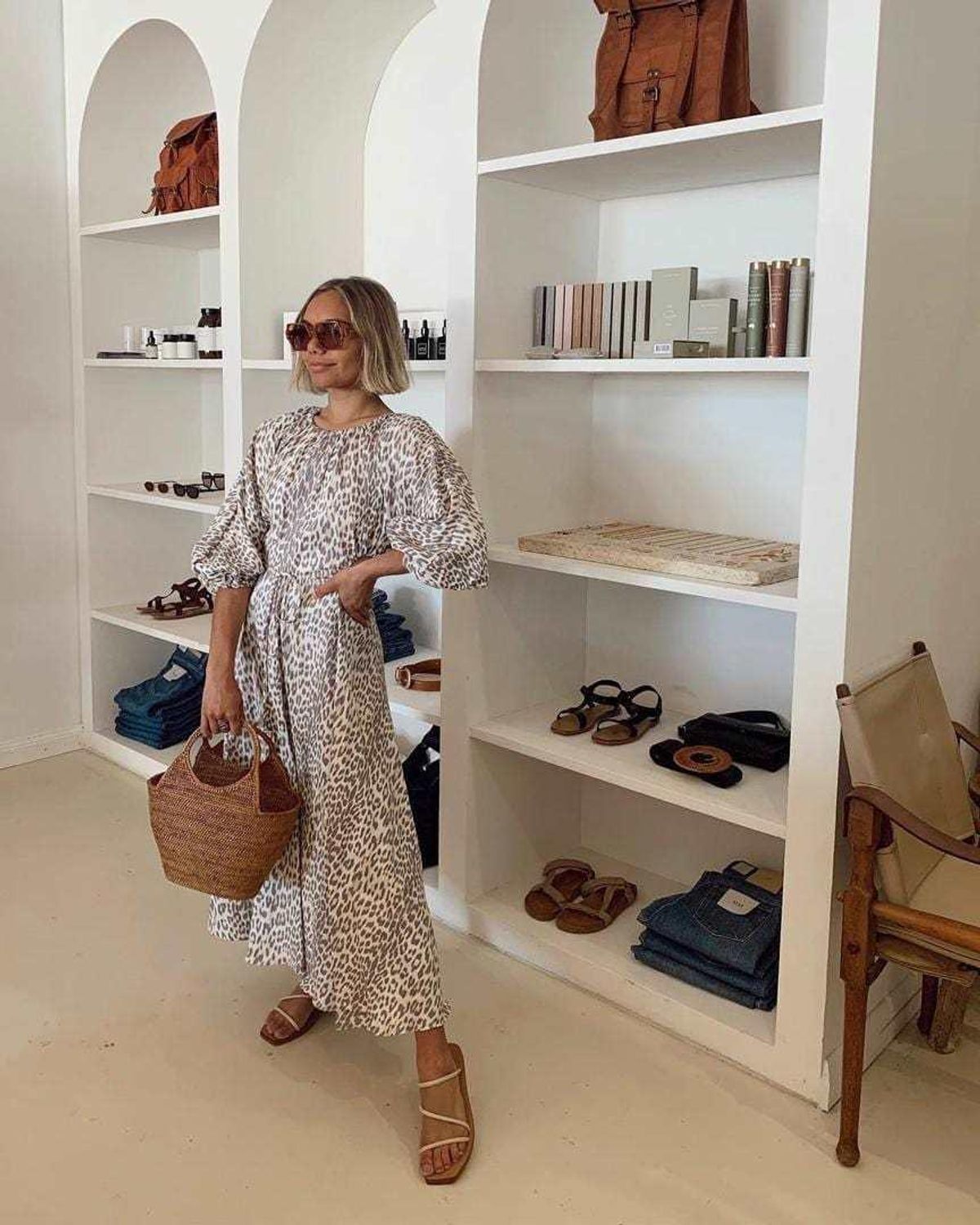 Bec & Bridge Ocelot Linen Midi Dress Print Size 8 - Image 3