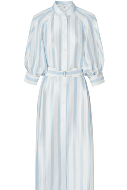 Oroton Silk Stripe Midi Dress with Matching Silk Belt Print Size 8 for rent on The Volte - image 5