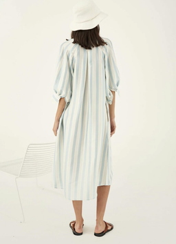 Oroton Silk Stripe Midi Dress with Matching Silk Belt Print Size 8 for rent on The Volte - image 3