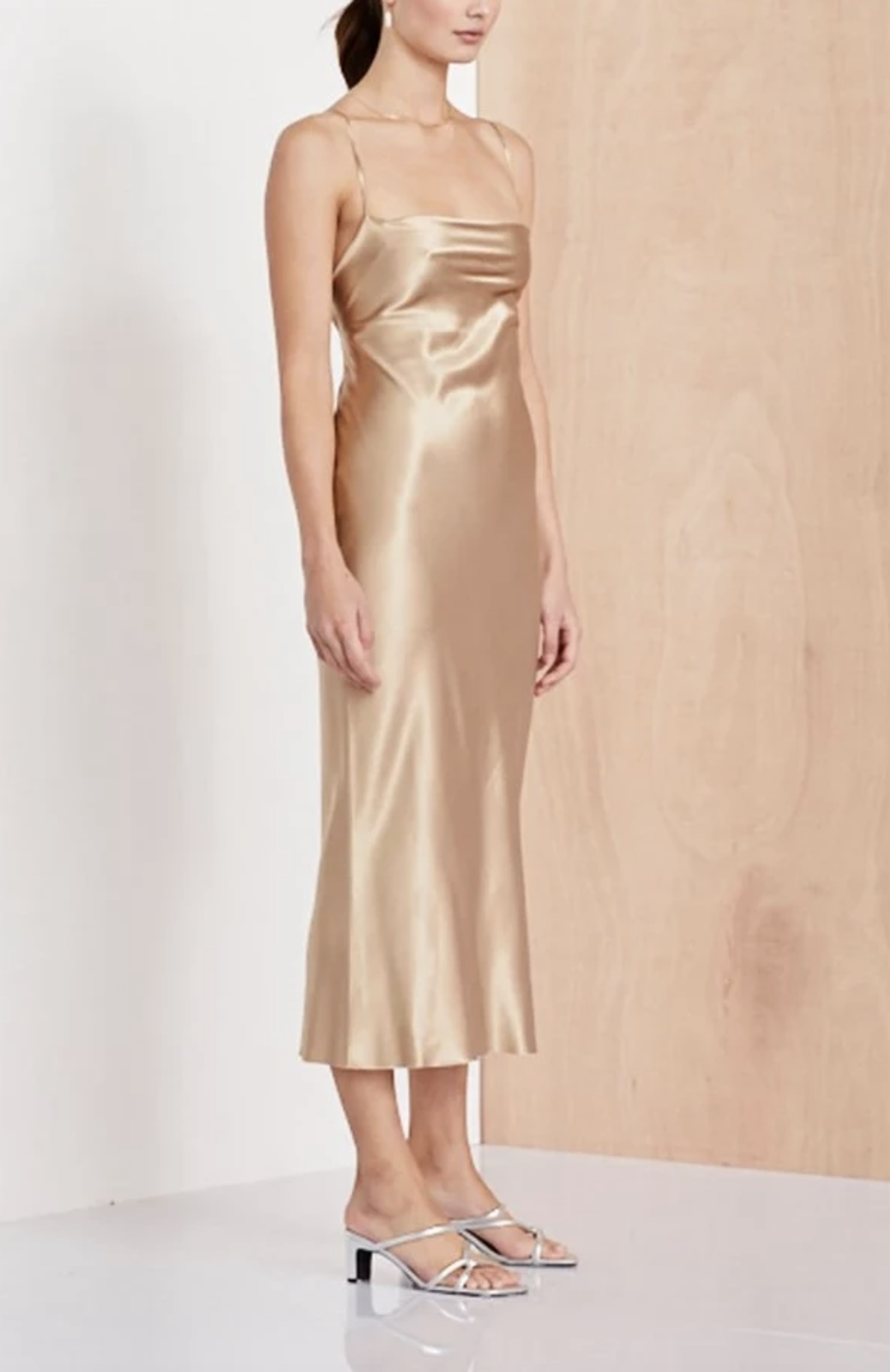 Bec & Bridge Amazonite Tie Back Midi Dress Gold Size 8 for rent on The Volte - main image