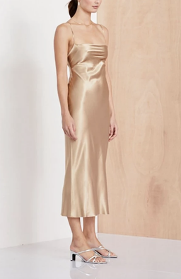 Bec & Bridge Amazonite Tie Back Midi Dress Gold Size 8 for rent on The Volte - image 2