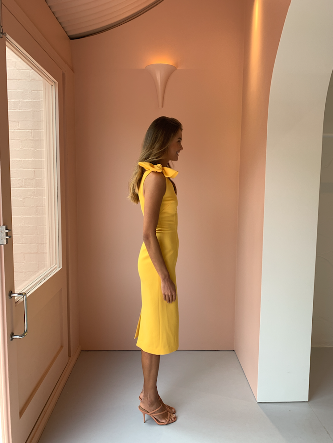 By Johnny Pollen Tie Midi Yellow Size 6 for rent on The Volte - main image