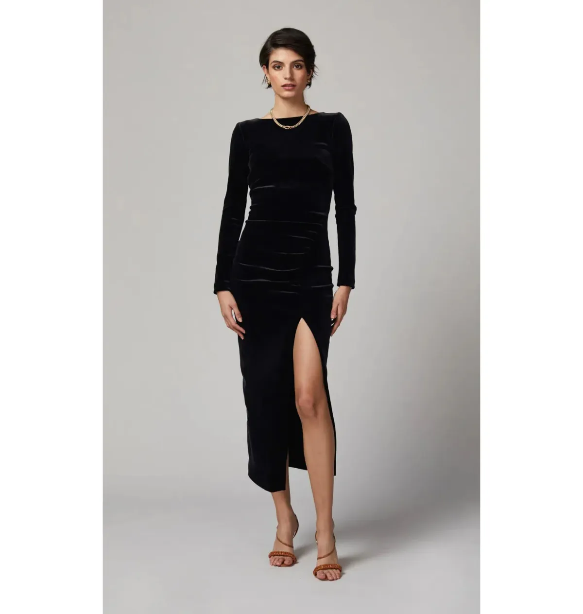 Bec & Bridge Midnight Soiree Long Sleeve Midi Dress in Black Size AU 10 for rent on The Volte - main image