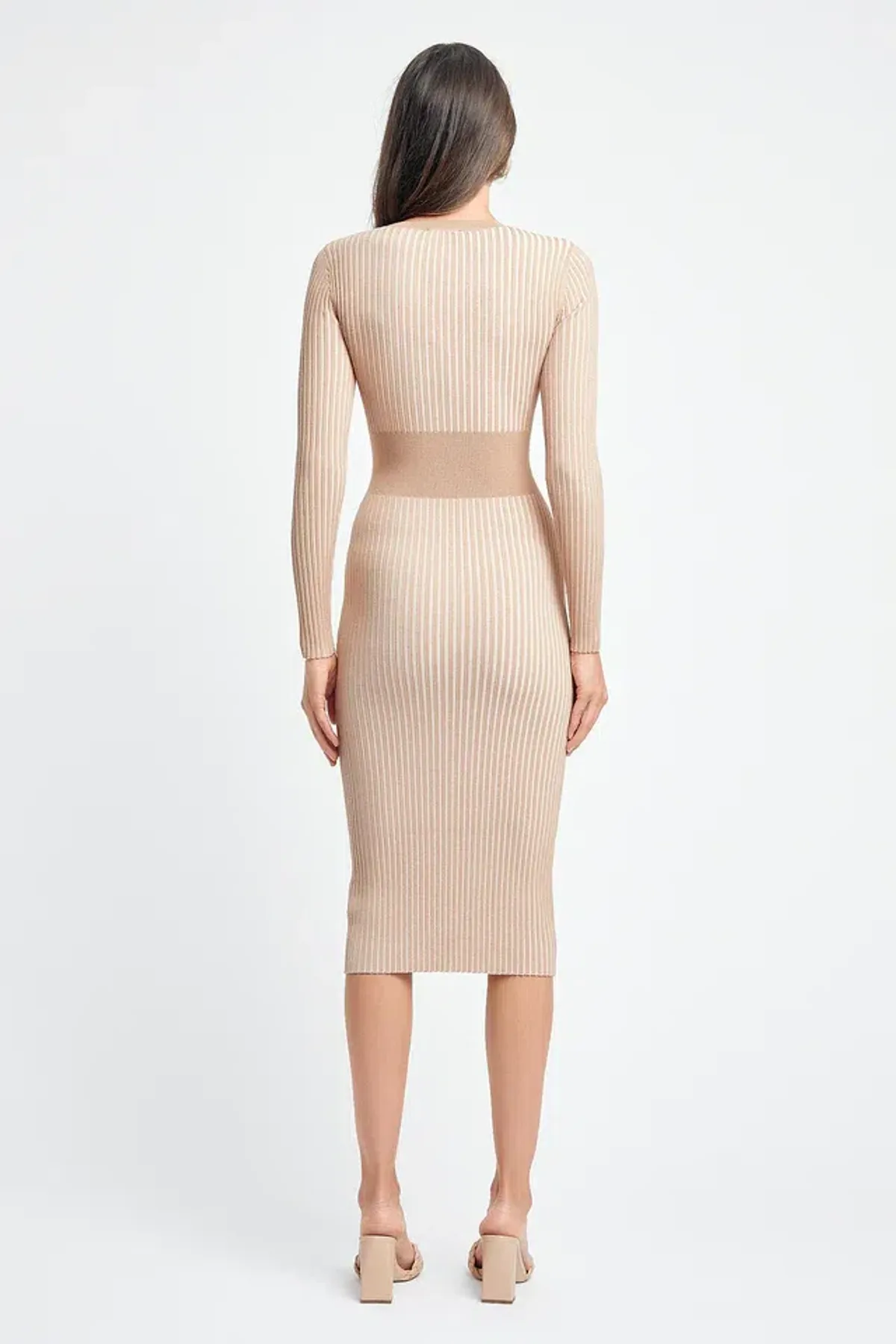 Kookai Sadie Crew Neck Belted Dress Natural Size 1 - Image 3