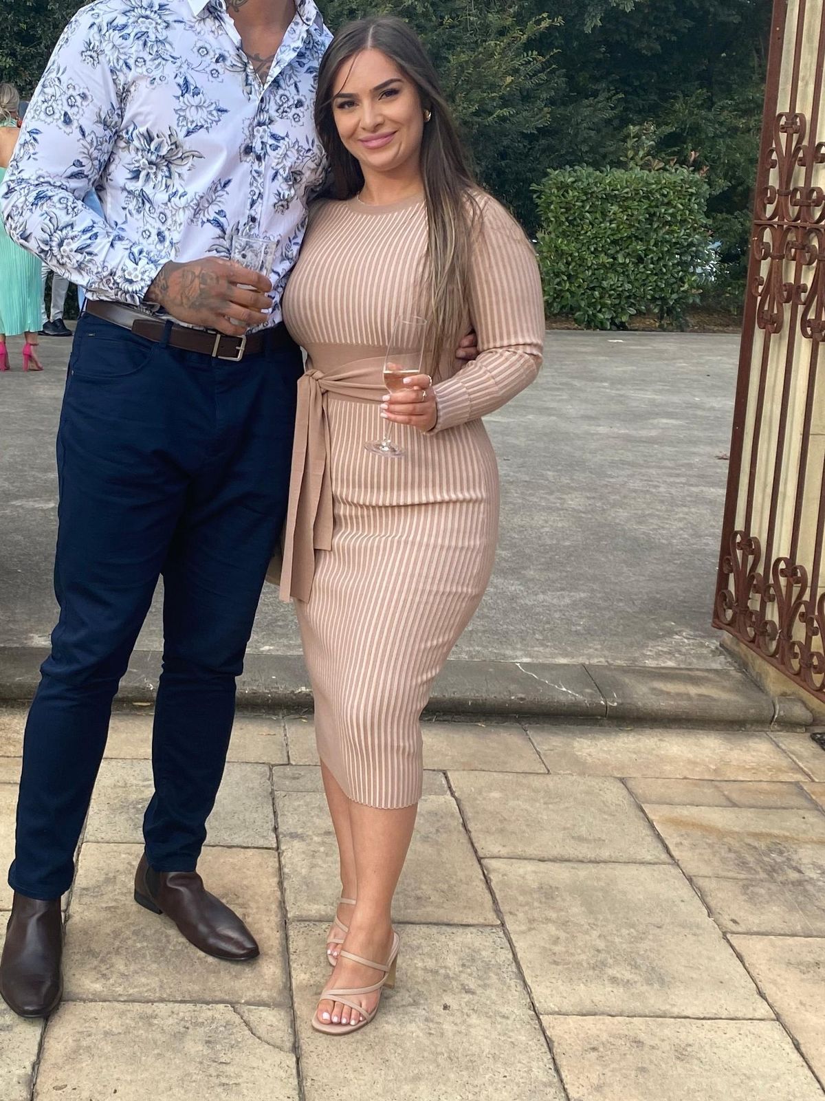 Kookai Sadie Crew Neck Belted Dress Natural Size 1 - Image 4