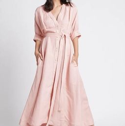Aje Ennoble Midi Dress Pink Size 6 for rent on The Volte - image 2