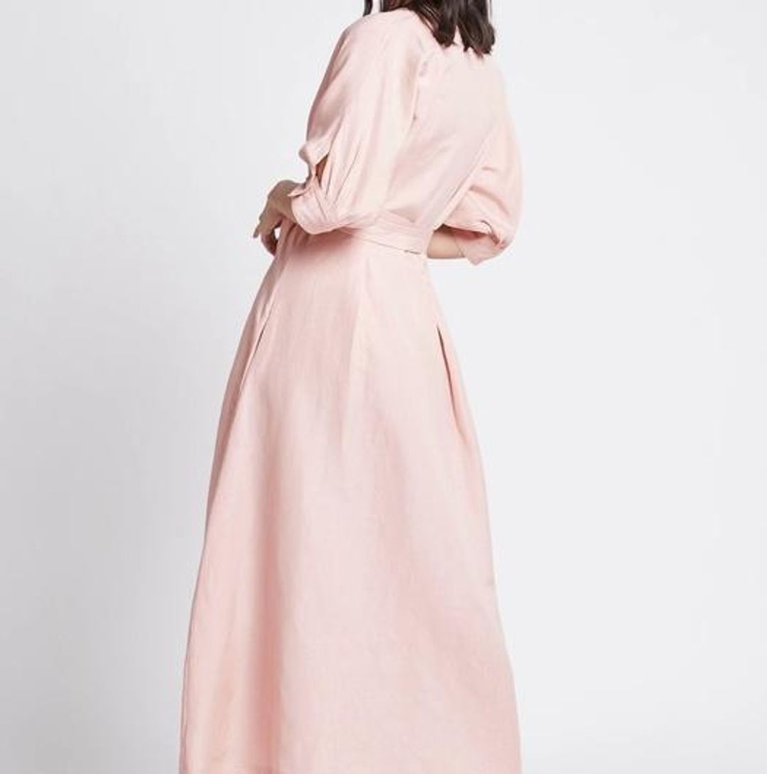Aje Ennoble Midi Dress Pink Size 6 for rent on The Volte - main image