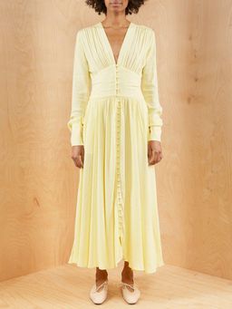 Rotate By Birger Christensen Tracy Long Sleeve Midi Dress Yellow Size 8 for rent on The Volte - image 2