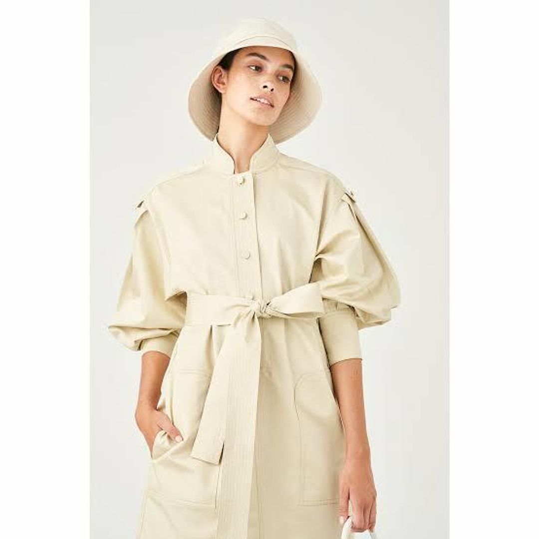 Oroton Cotton Linen Full Sleeve Tunic Dress Cream Size 8 for rent on The Volte - main image