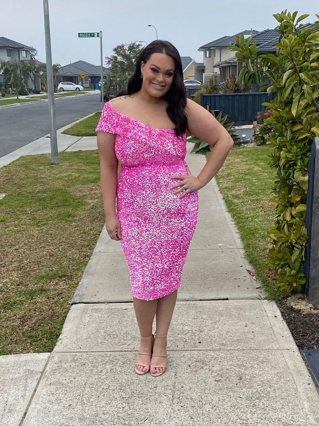 Eliya The Label Alyssa Midi Dress Pink Size 14 for rent on The Volte - main image