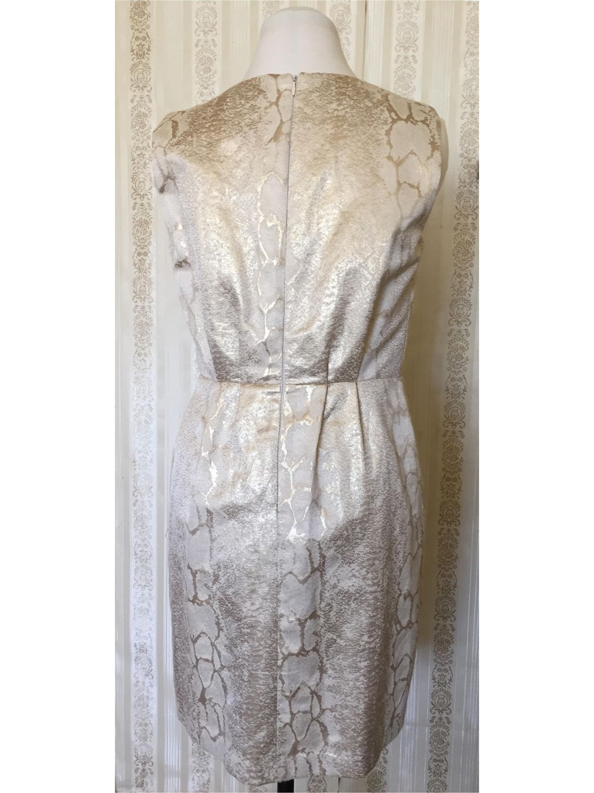 Thurley Reptile Print Pleated Dress Gold Size 12 - Image 2