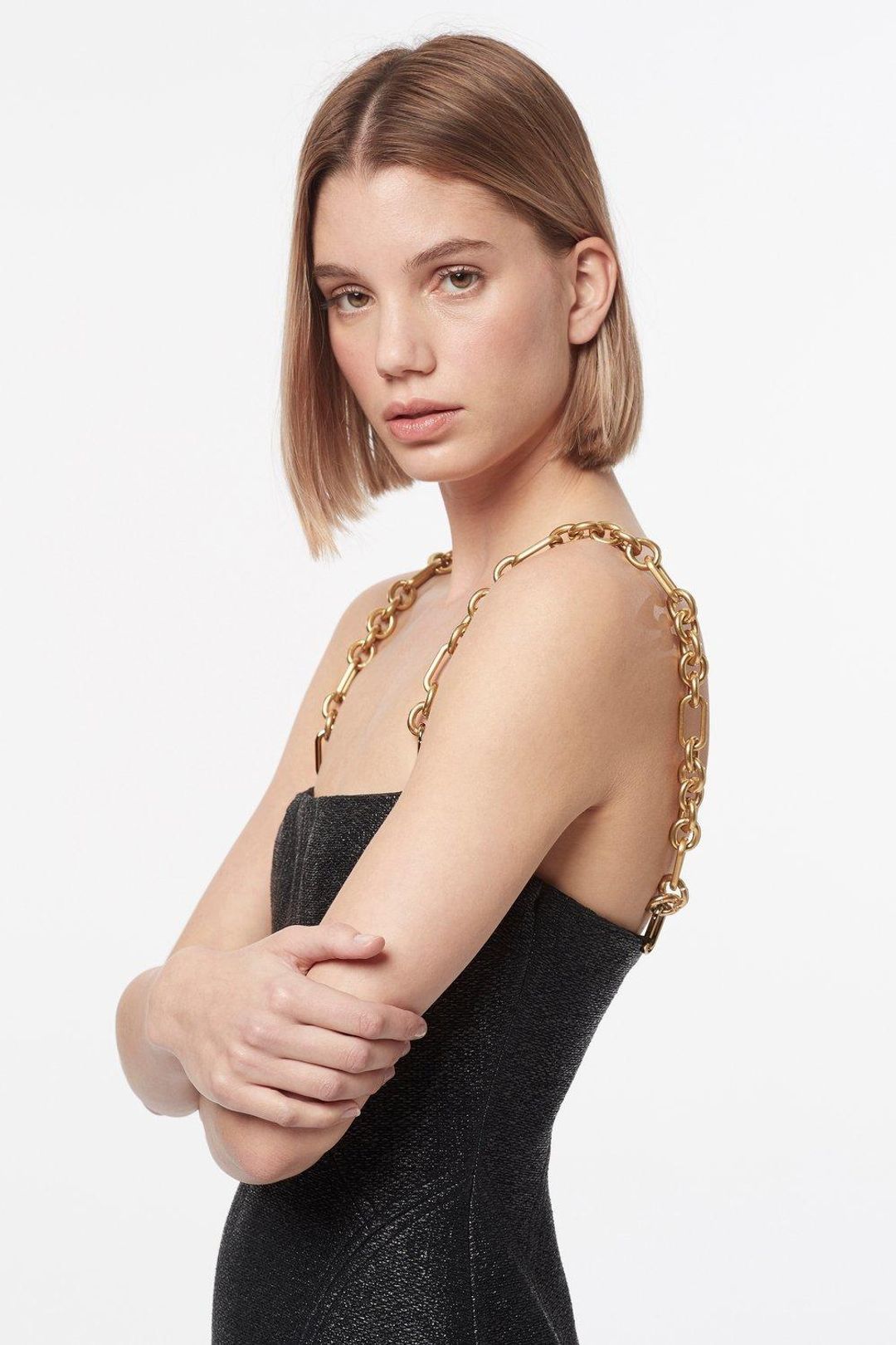 Manning Cartell Neo Classic Midi Dress W/ Chain Black Size 8 for rent on The Volte - main image