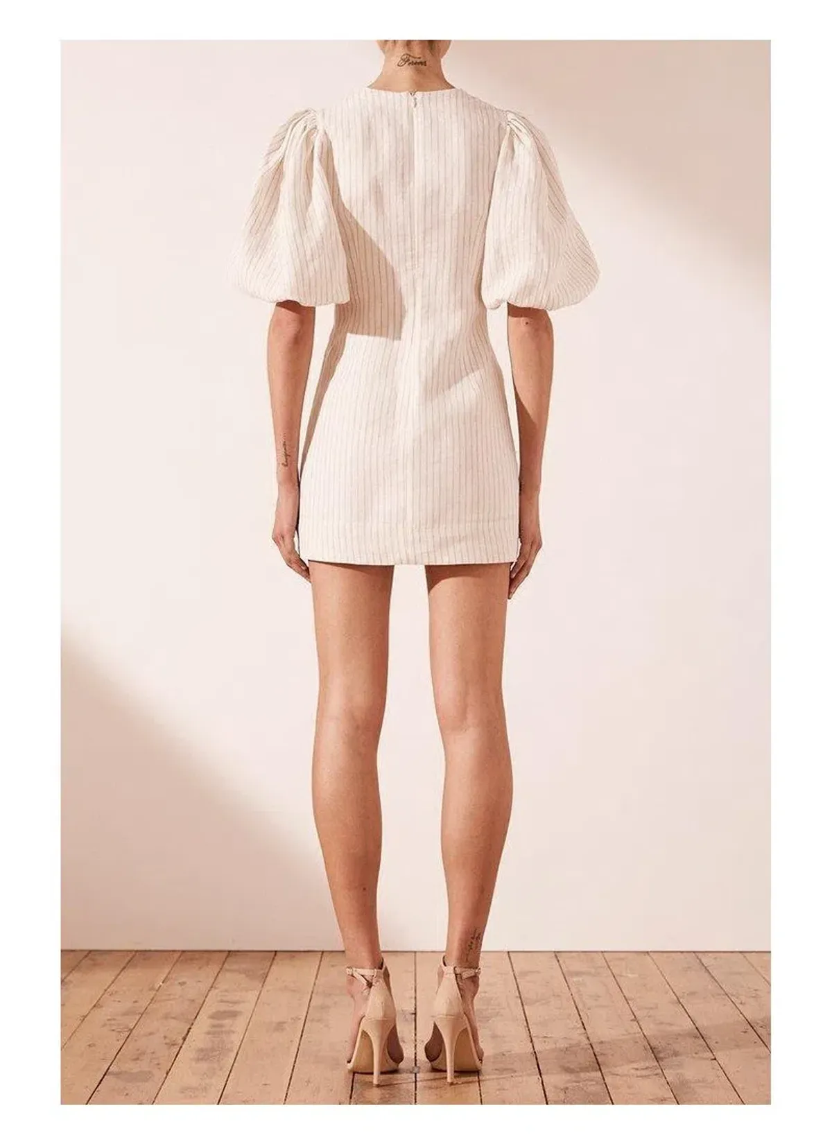 Shona Joy Isadora Linen Safari Mini Dress Cream Print Size 6 - Image 2