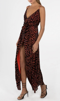 Misha Harpa Dress Red Leopard Size 8 for rent on The Volte - image 1