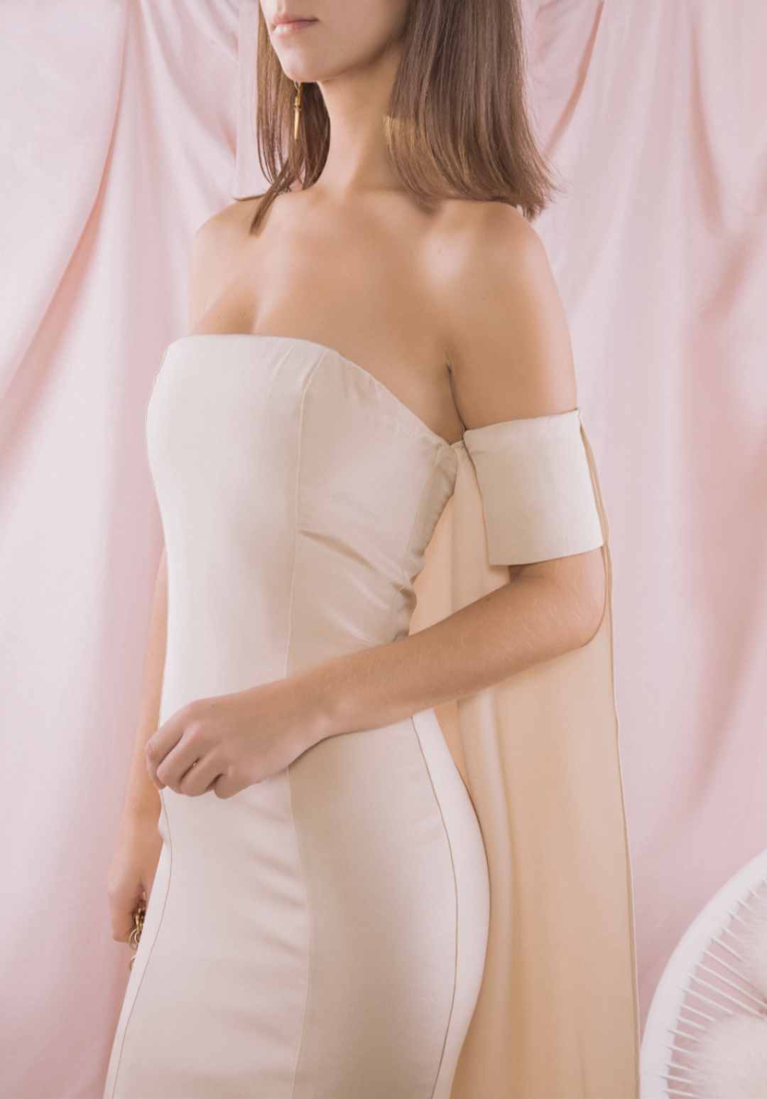 Misha Giselle Silk Dress Cream Size 10 for rent on The Volte - main image