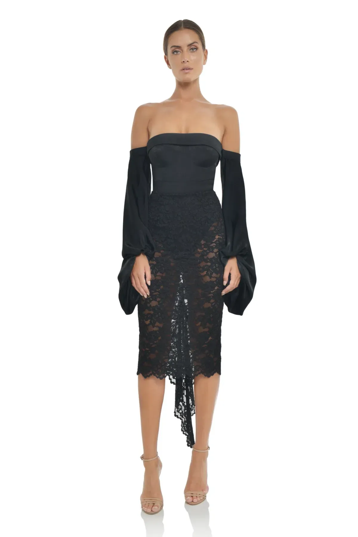 Misha Cleo Midi Dress Black Size 8 for rent on The Volte - main image