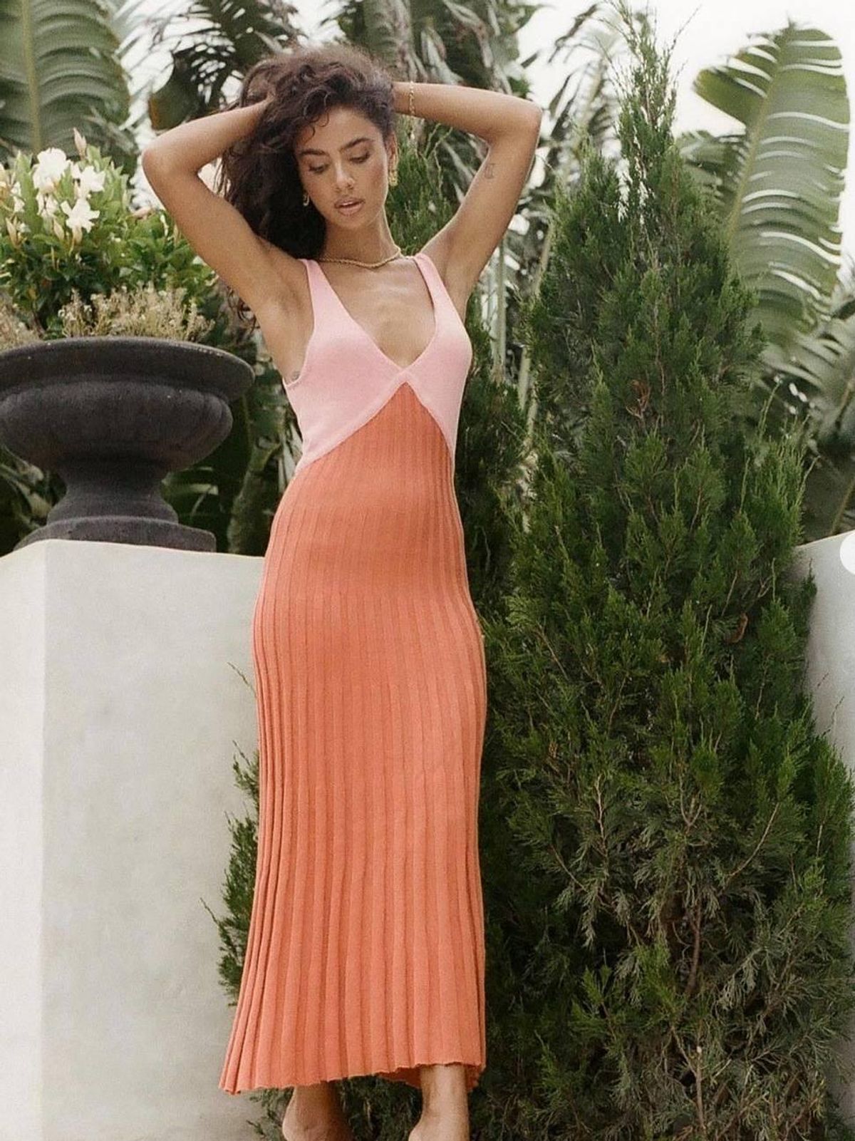 Andean Collective Tamika Dress Coral Block Size 8 - Image 1