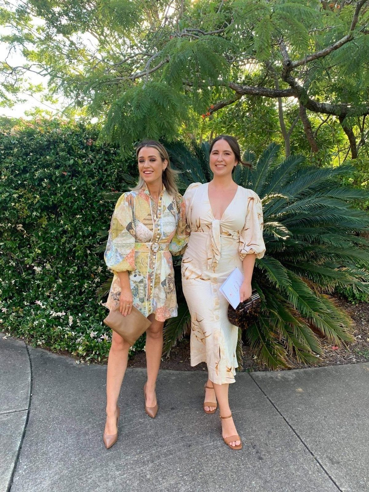 Shona Joy Sundance Tie Front Bias Midi Dress Tan Size 10 - Image 2