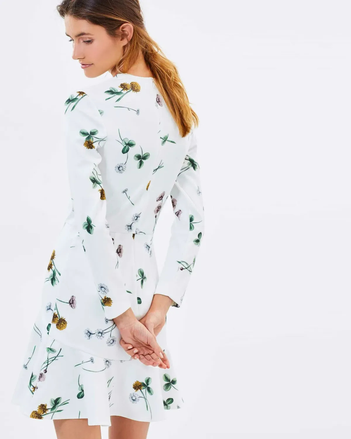 Lover Elderflower V Scuba Mini Dress White Size 12 - Image 3