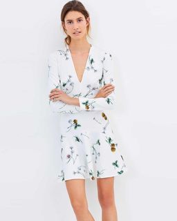 Lover Elderflower V Scuba Mini Dress White Size 12 for rent on The Volte - image 2