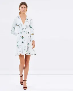 Lover Elderflower V Scuba Mini Dress White Size 12 for rent on The Volte - image 1