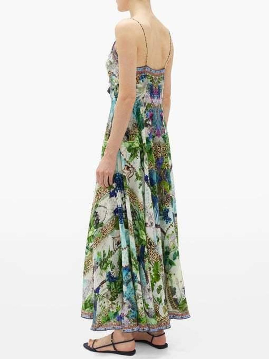 Camilla Leopard and Floral Print Silk Maxi Dress Green Size 10 for rent on The Volte - main image