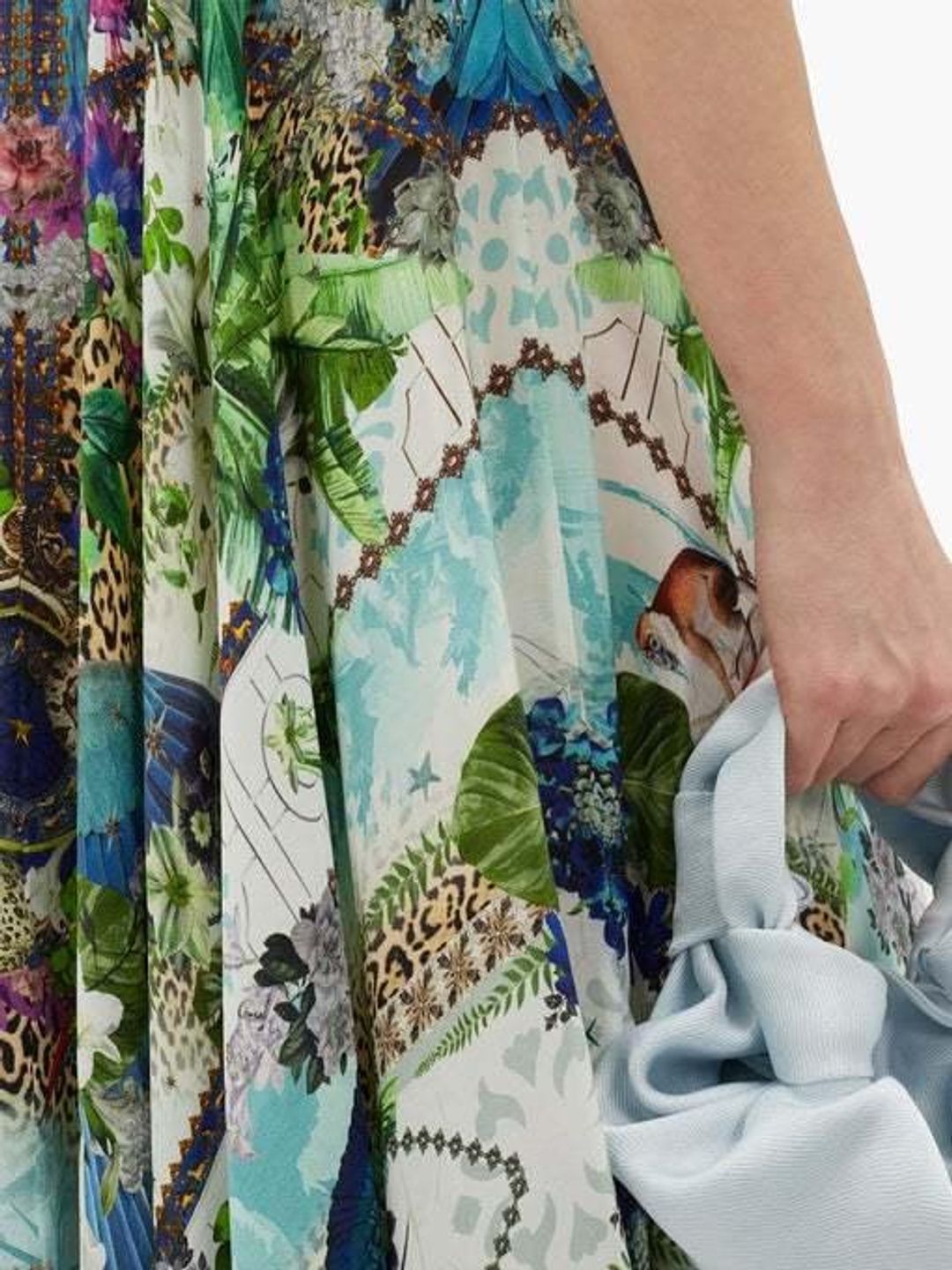 Camilla Leopard and Floral Print Silk Maxi Dress Green Size 10 for rent on The Volte - main image