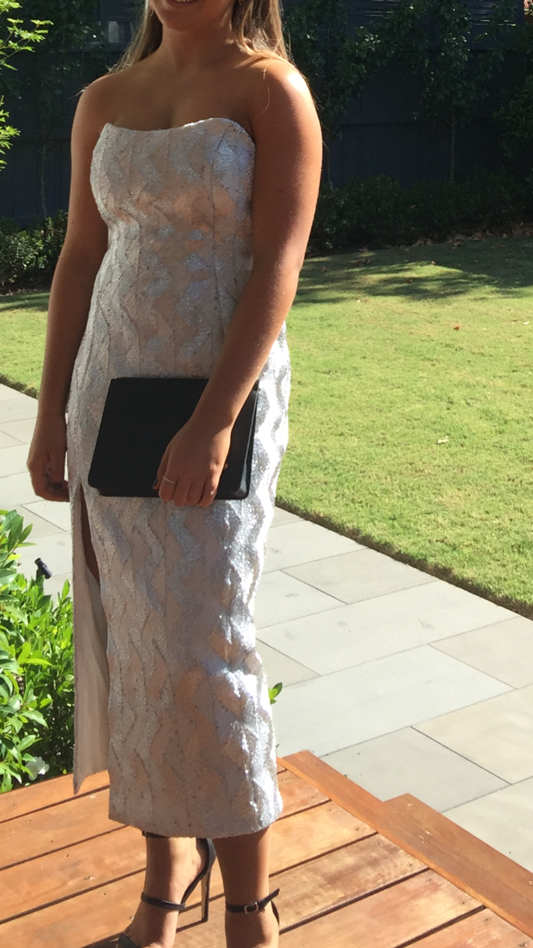 Manning Cartell No Filter Strapless Dress Silver Size 10 for rent on The Volte - main image