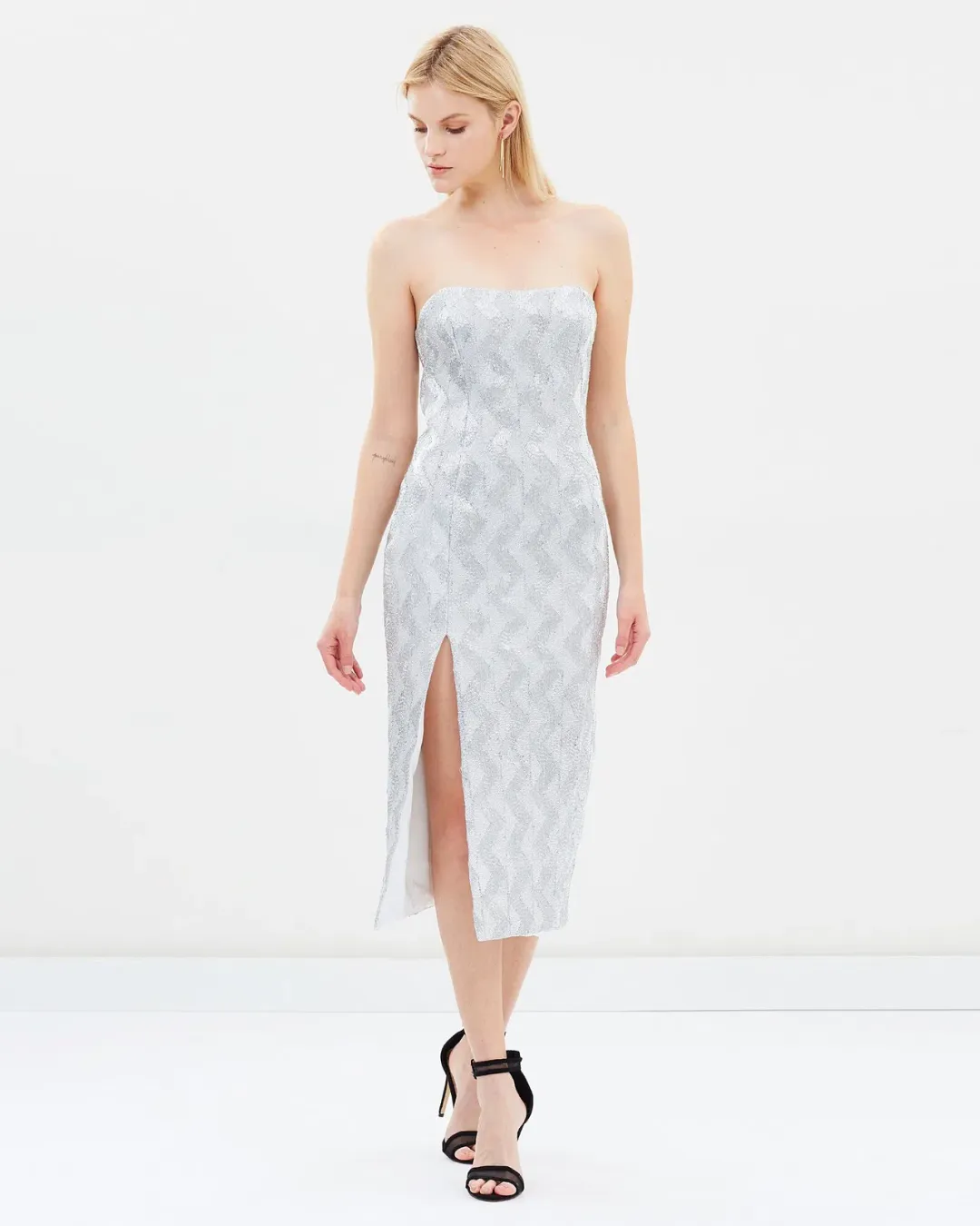 Manning Cartell No Filter Strapless Dress Silver Size 10 for rent on The Volte - main image