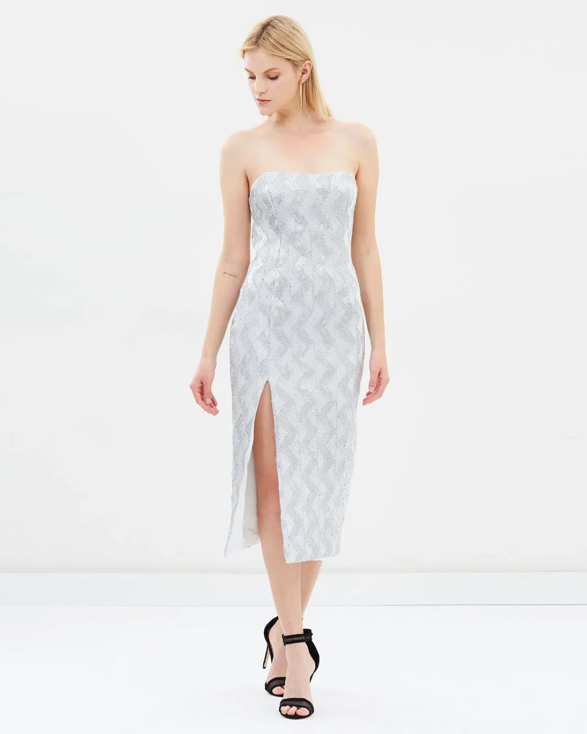 Manning Cartell No Filter Strapless Dress Silver Size 10 for rent on The Volte - main image