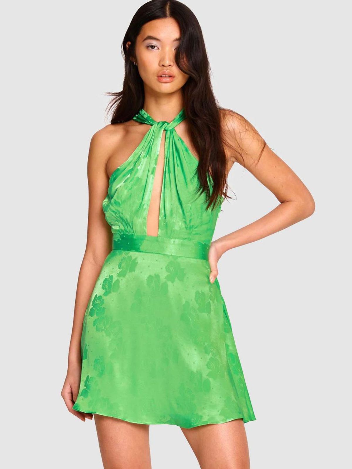 Alice McCall Memory Lane Satin Mini Dress Green Size 12 for rent on The Volte - main image