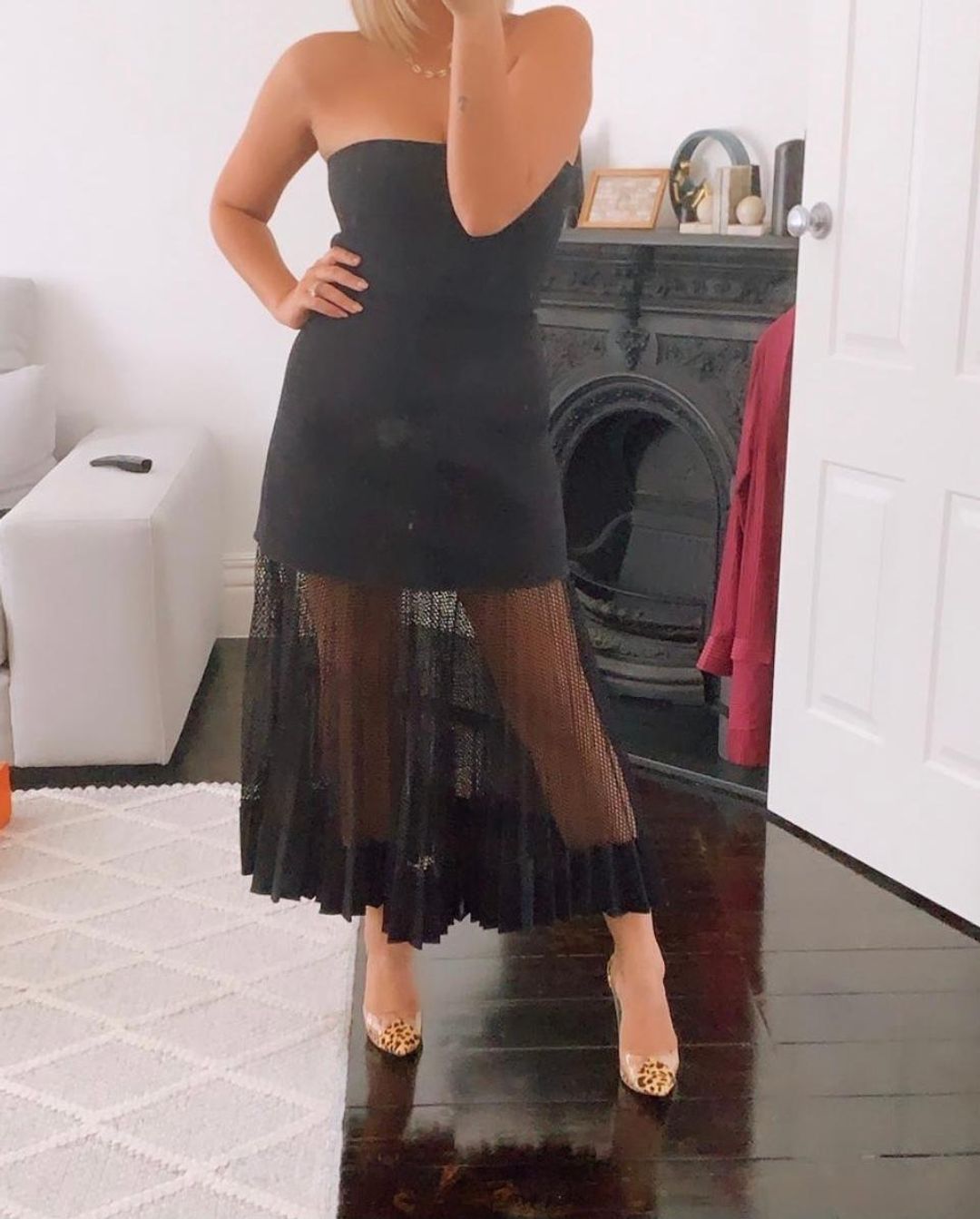 Dion Lee Net Pleat Dress Black Size 10 for rent on The Volte - main image