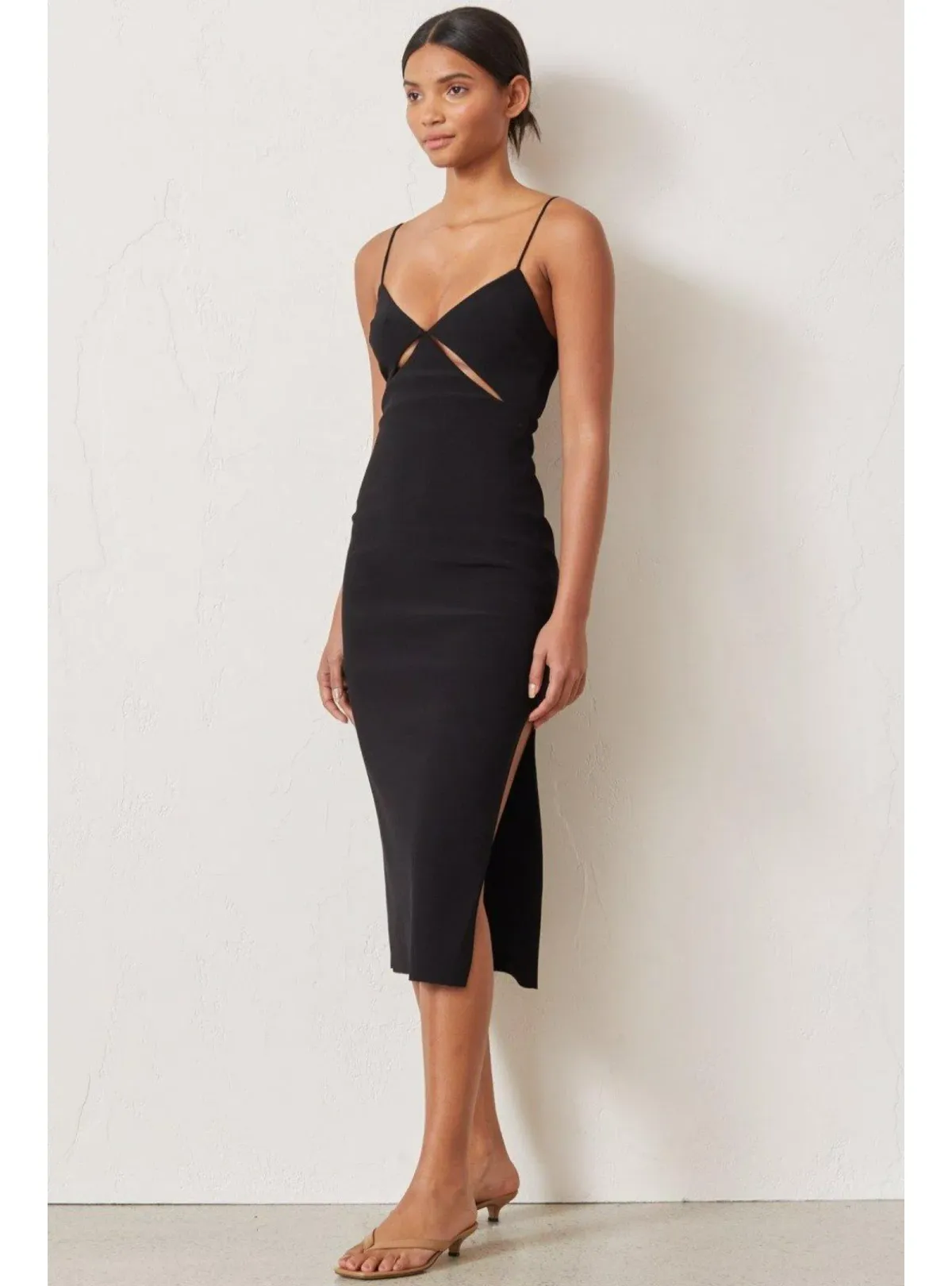 Bec & Bridge Be Mine Cut Out Midi Dress Black Size AU 8 - Image 2