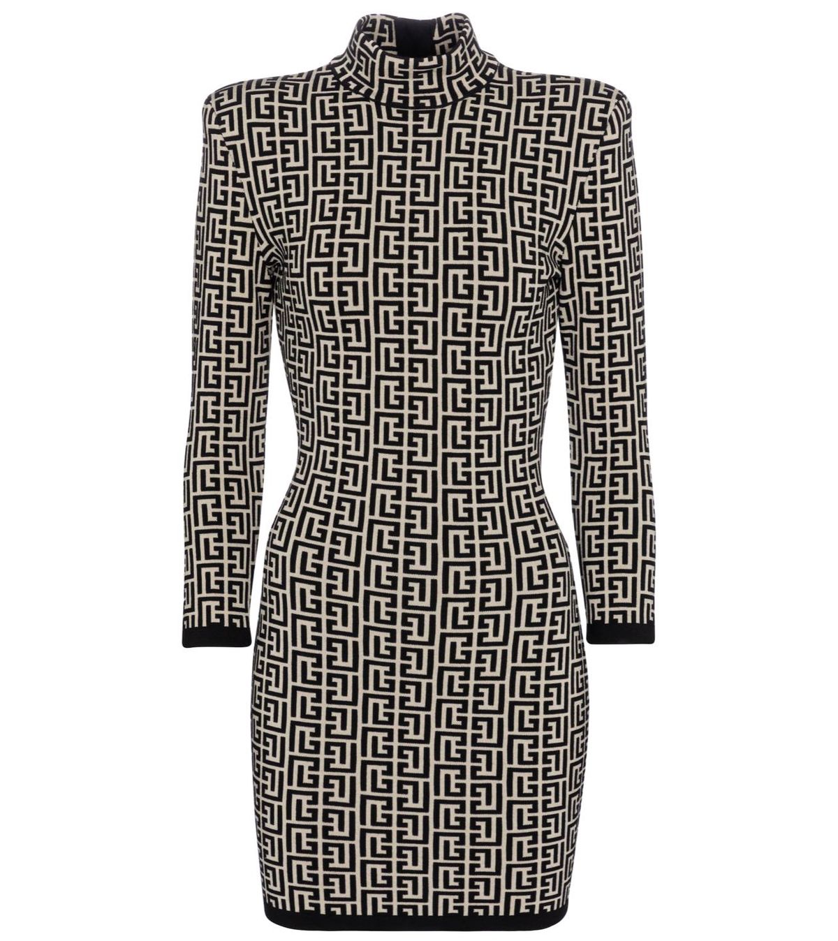 Balmain Monogram Jacquard Knitted Mini Dress Print Size 10 - Image 3