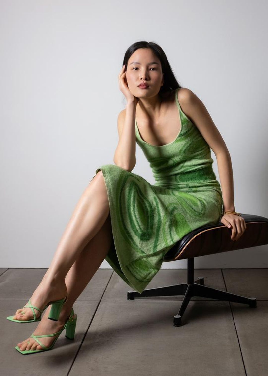 House of CB Sunny Hockney Midi Dress Green Size 6 for rent on The Volte - main image