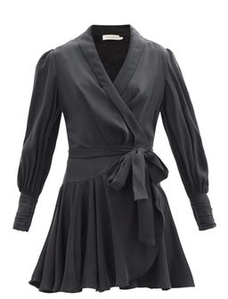 Zimmermann Belted Silk Wrap Mini Dress Black Size 8 for rent on The Volte - image 3