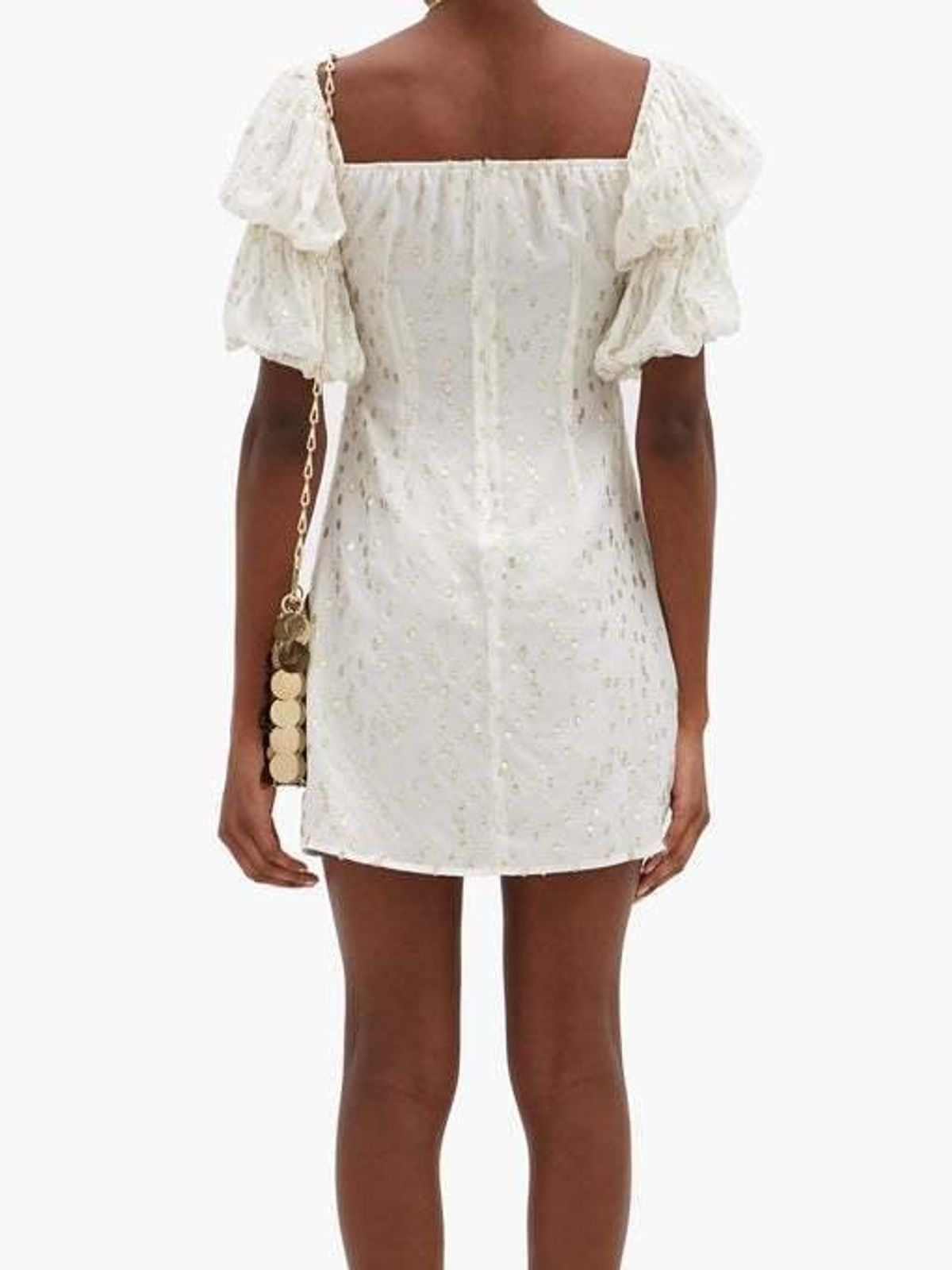 Rat & Boa Off-the-shoulder Metallic Fil Coupé Mini Dress White Size 6 - Image 4