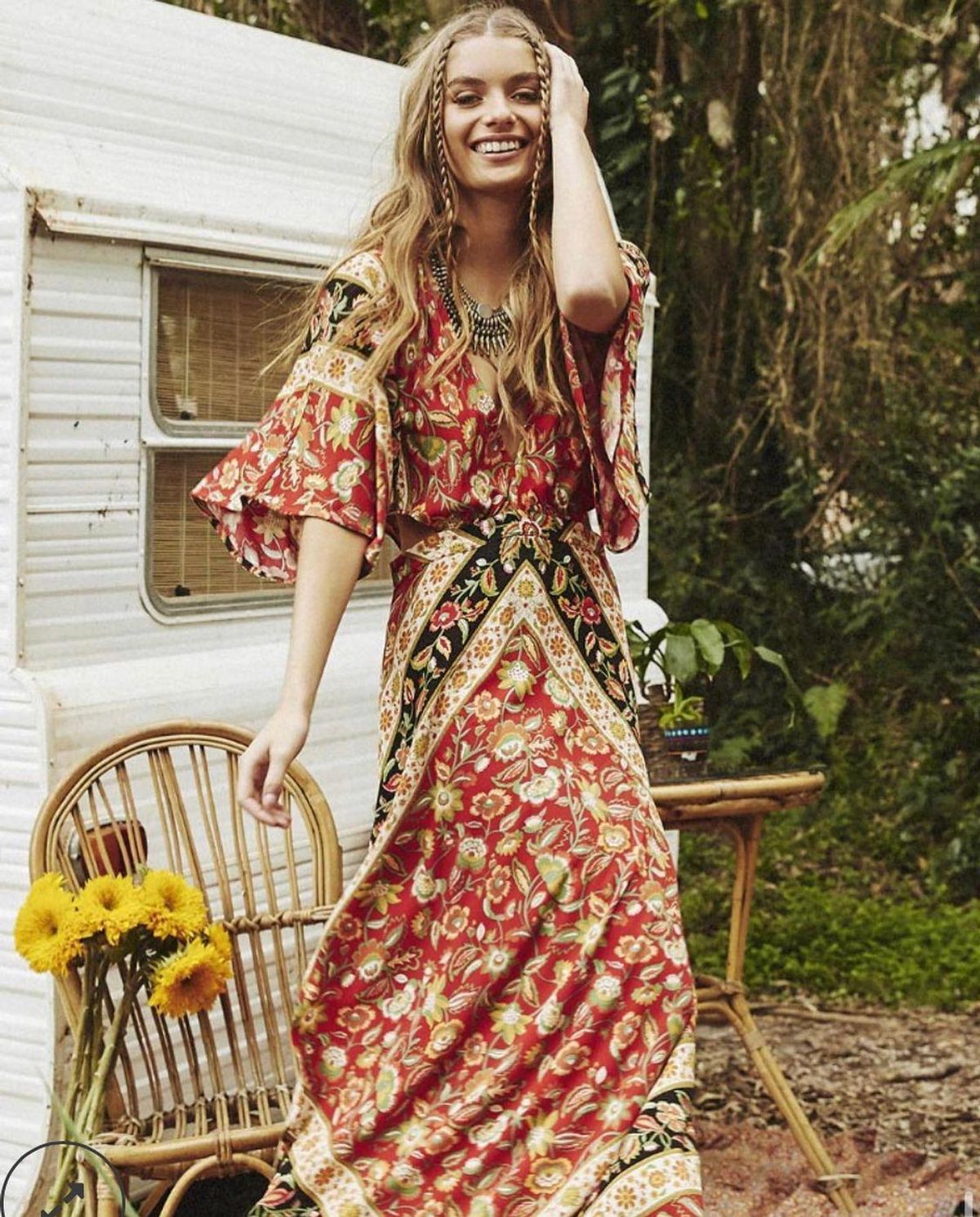 Spell and The Gypsy Lolita Cutout Dress Print Size 8 - Image 3