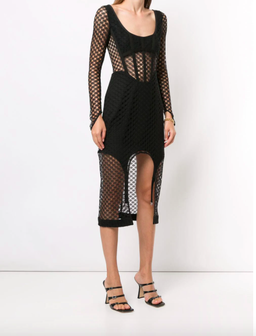Dion Lee Mesh Sheer Asymmetric Dress Black Size 4 for rent on The Volte - image 2