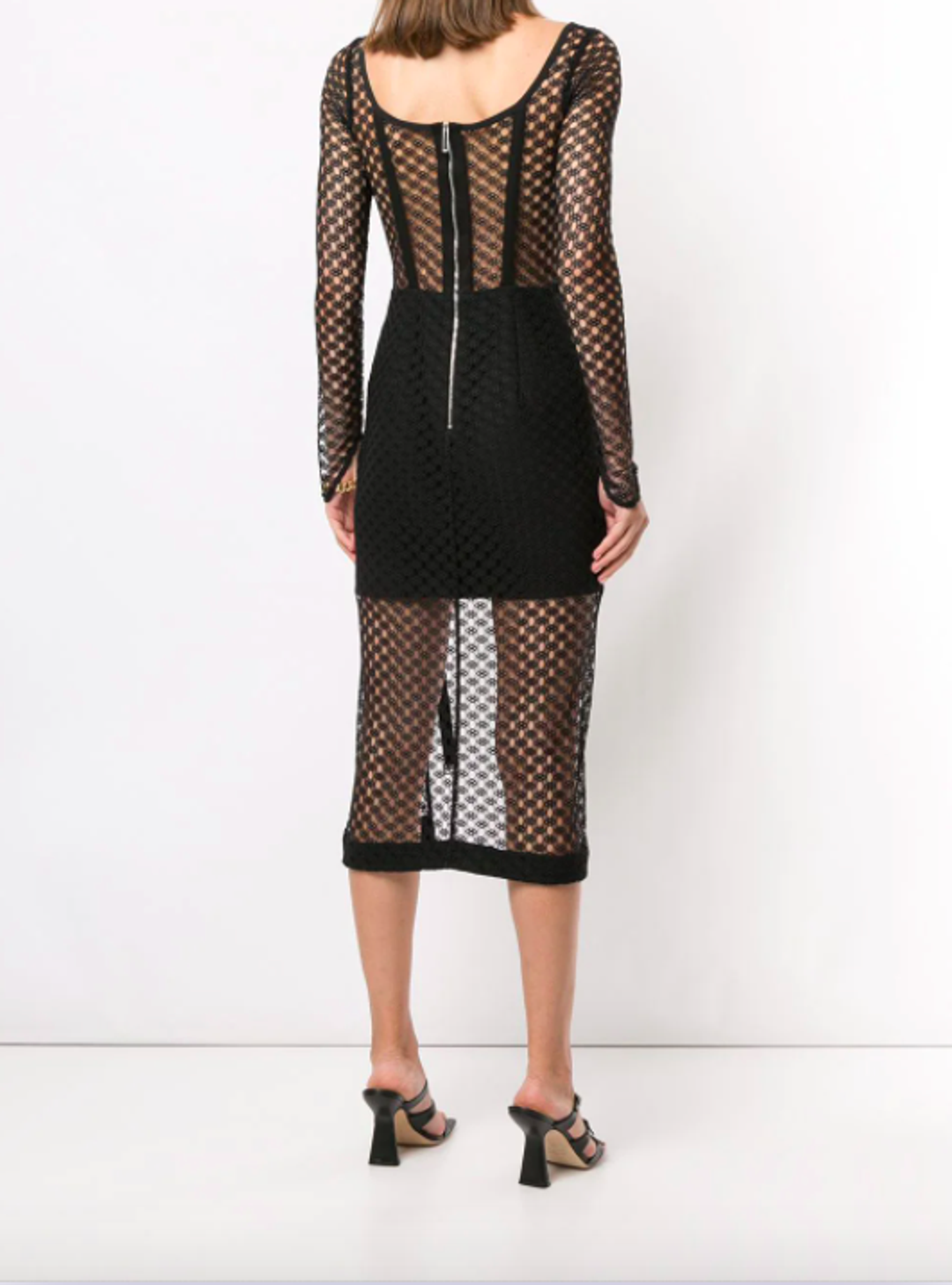 Dion Lee Mesh Sheer Asymmetric Dress Black Size 4 for rent on The Volte - main image