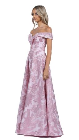 Bariano Ball Gown Jacquard Off-the-Shoulder Pink Size 6 for rent on The Volte - image 1