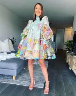 Zimmermann Concert Tie Neck Mini Dress Print Size 10 for rent on The Volte - image 1