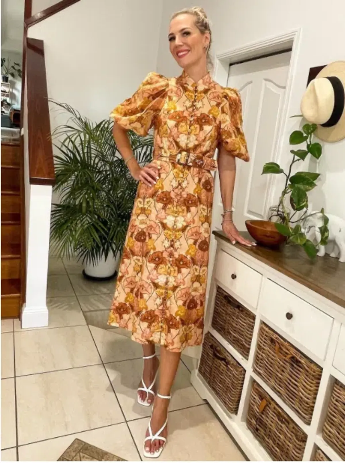 Zimmermann Tempo Puff Sleeve Day Dress in Toffee Nouveau Size 1 / Au 10 - Image 1