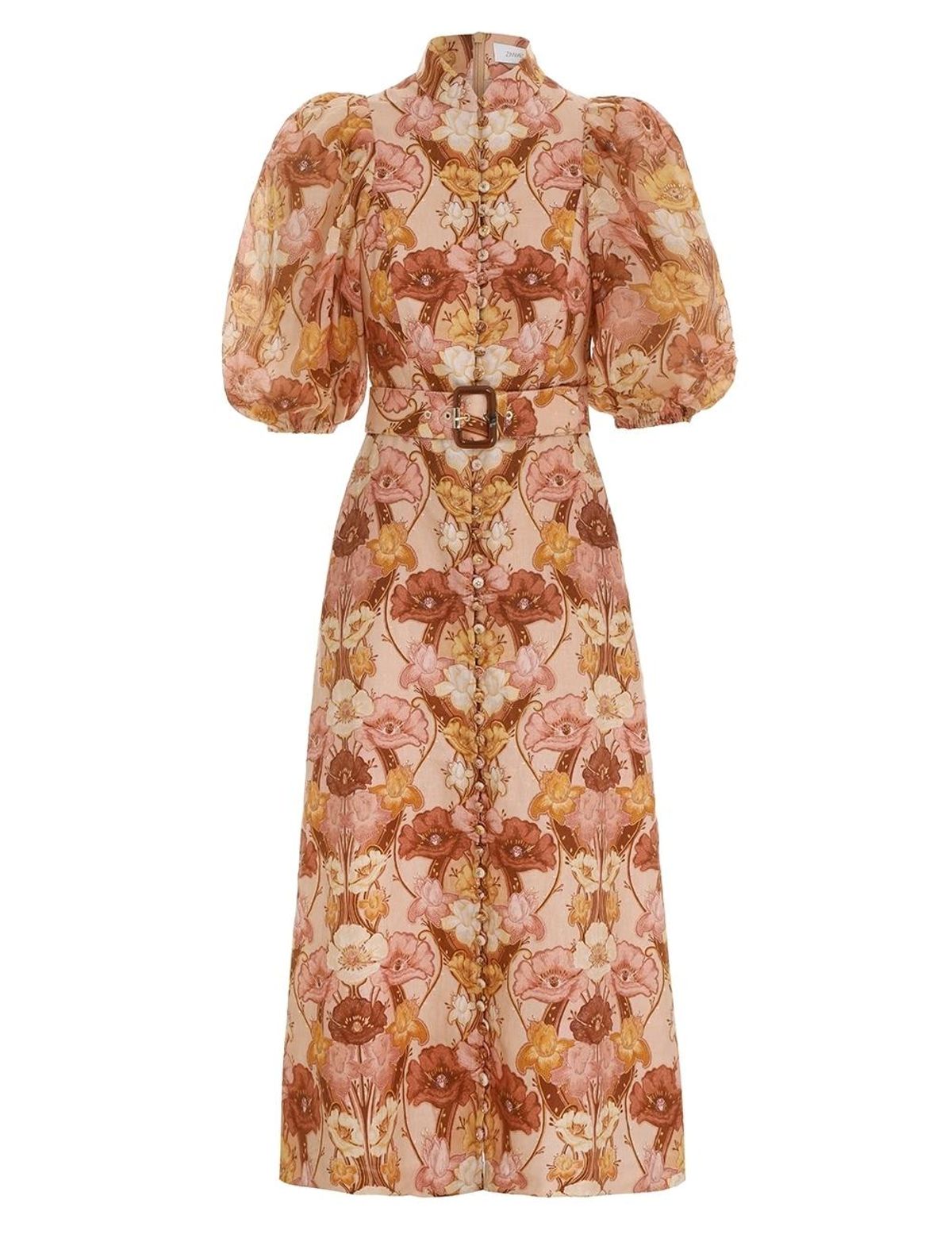 Zimmermann Tempo Puff Sleeve Day Dress in Toffee Nouveau Size 1 / Au 10 - Image 2