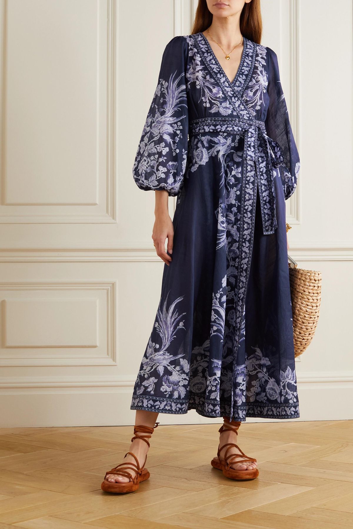 Zimmermann Aliane Blue Wrap Dress Print Size 16 (4) - Image 1
