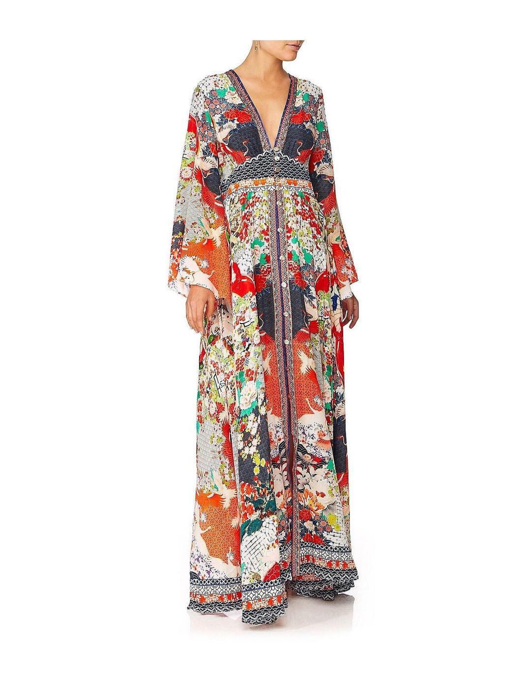 Camilla 'Geisha Girl' Kimono Sleeve Dress with Shirring Detail Size 14 for rent on The Volte - main image